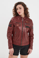 Syrah-red sheep leather jacket, atlas-finished for a sleek look. - Image n°5