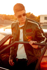 Vintage green racing leather jacket - Image n°3