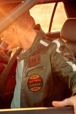 Vintage green racing leather jacket - Image n°9