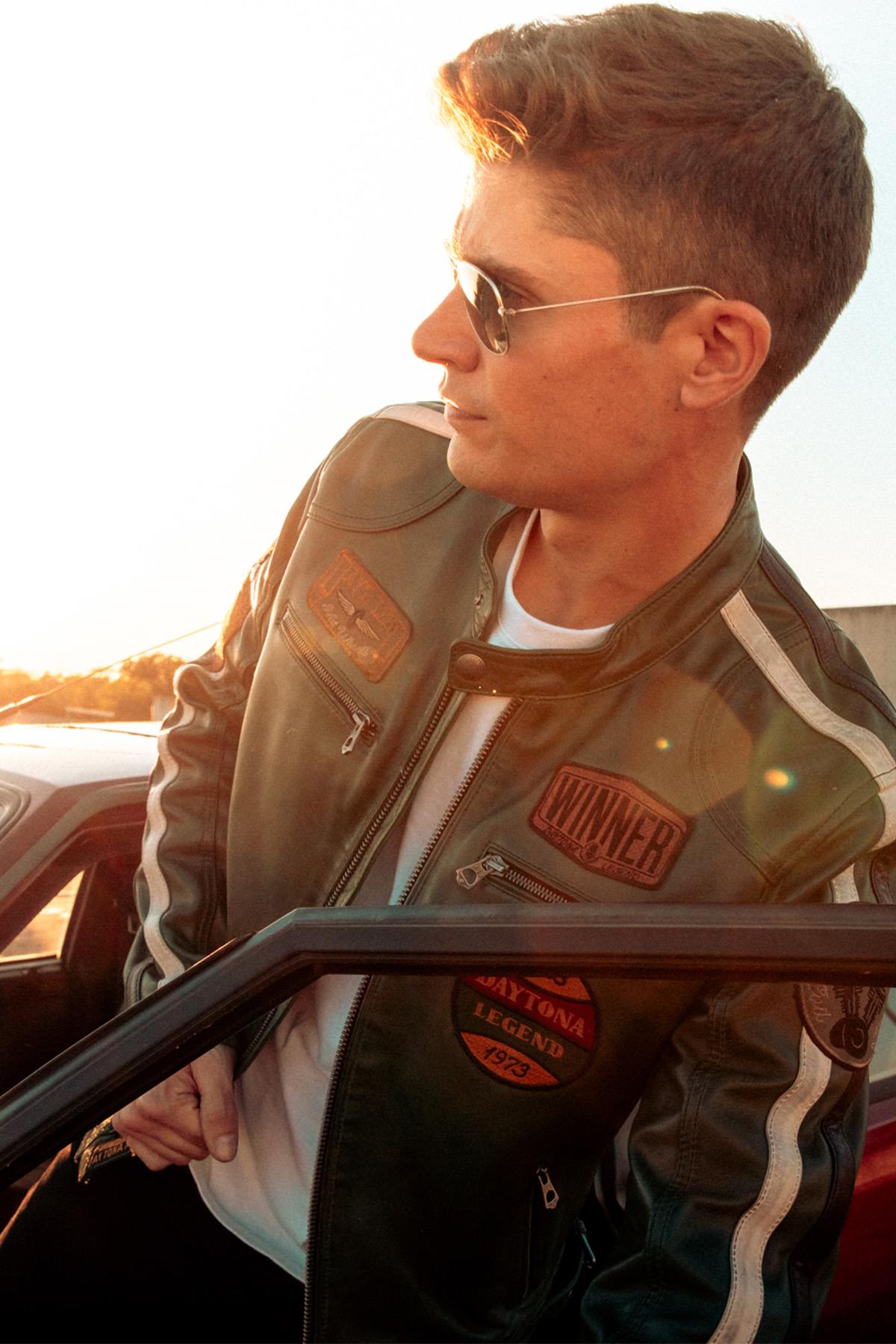 Vintage green racing leather jacket - Image n°20