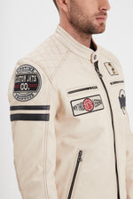 Arctic white racing leather jacket - Image n°6