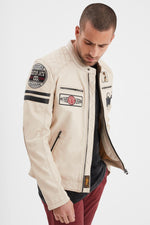 Arctic white racing leather jacket - Image n°4