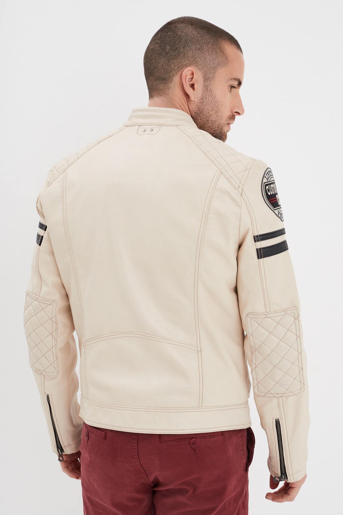 Arctic white racing leather jacket - Image n°5