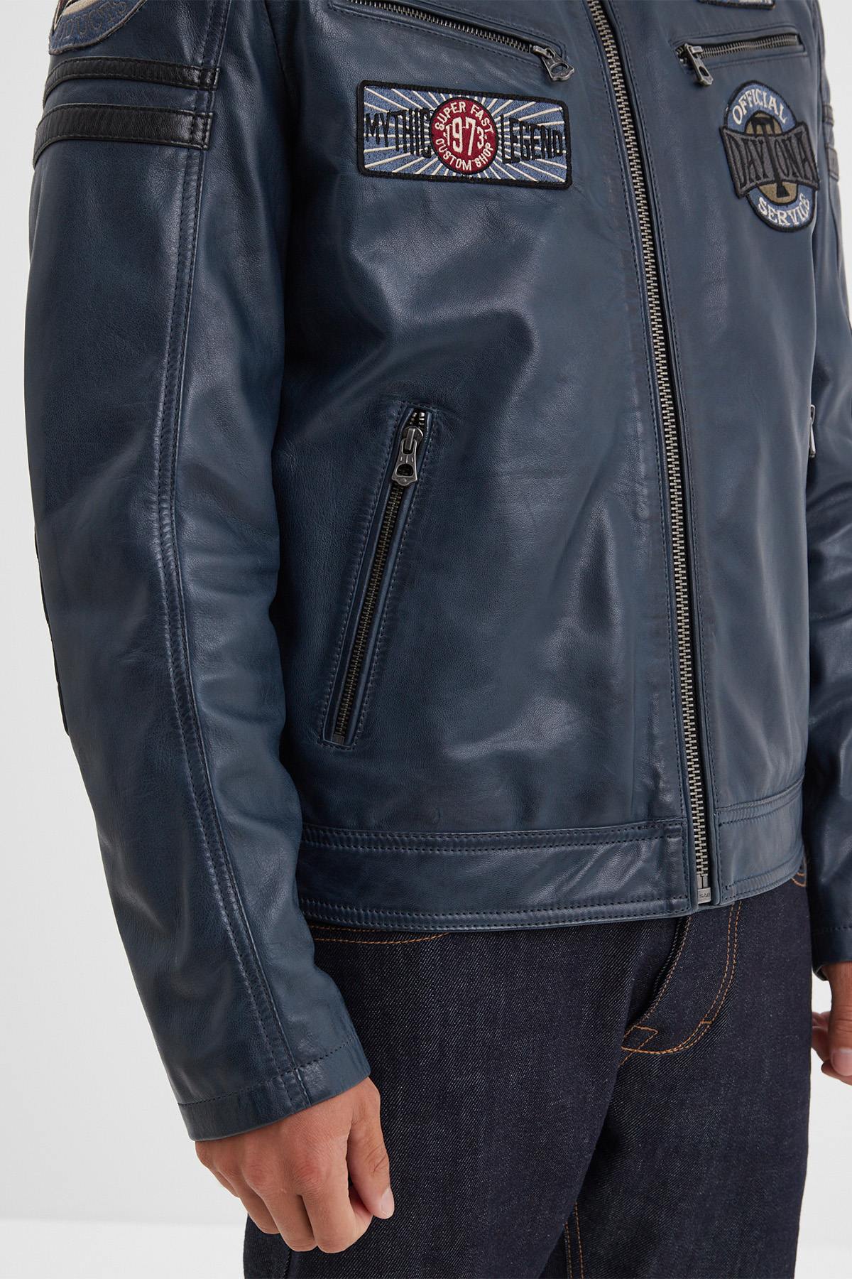 Supple, lightweight sheepskin jacket with vintage racing details. - Image n°5