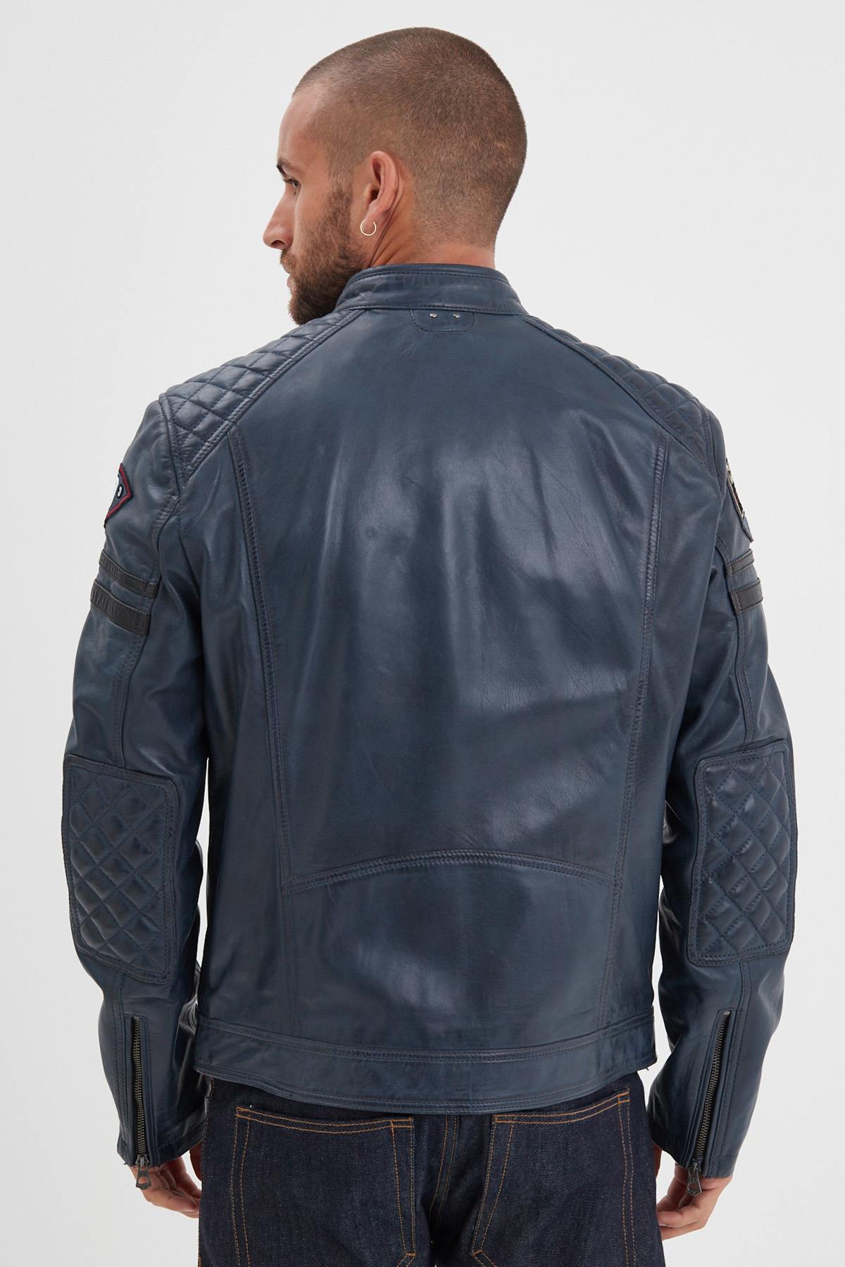Supple, lightweight sheepskin jacket with vintage racing details. - Image n°3