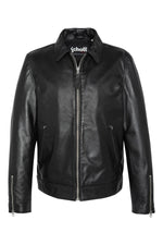 Black leather jacket with shirt collar - Image n°4