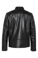 Black leather jacket with shirt collar - Image n°5
