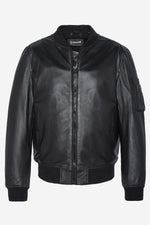 Black leather bomber jacket - Image n°5