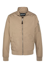Beige textile jacket with high collar - Image n°1