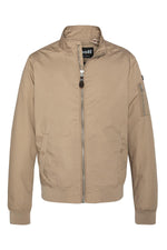 Beige textile jacket with high collar - Image n°4