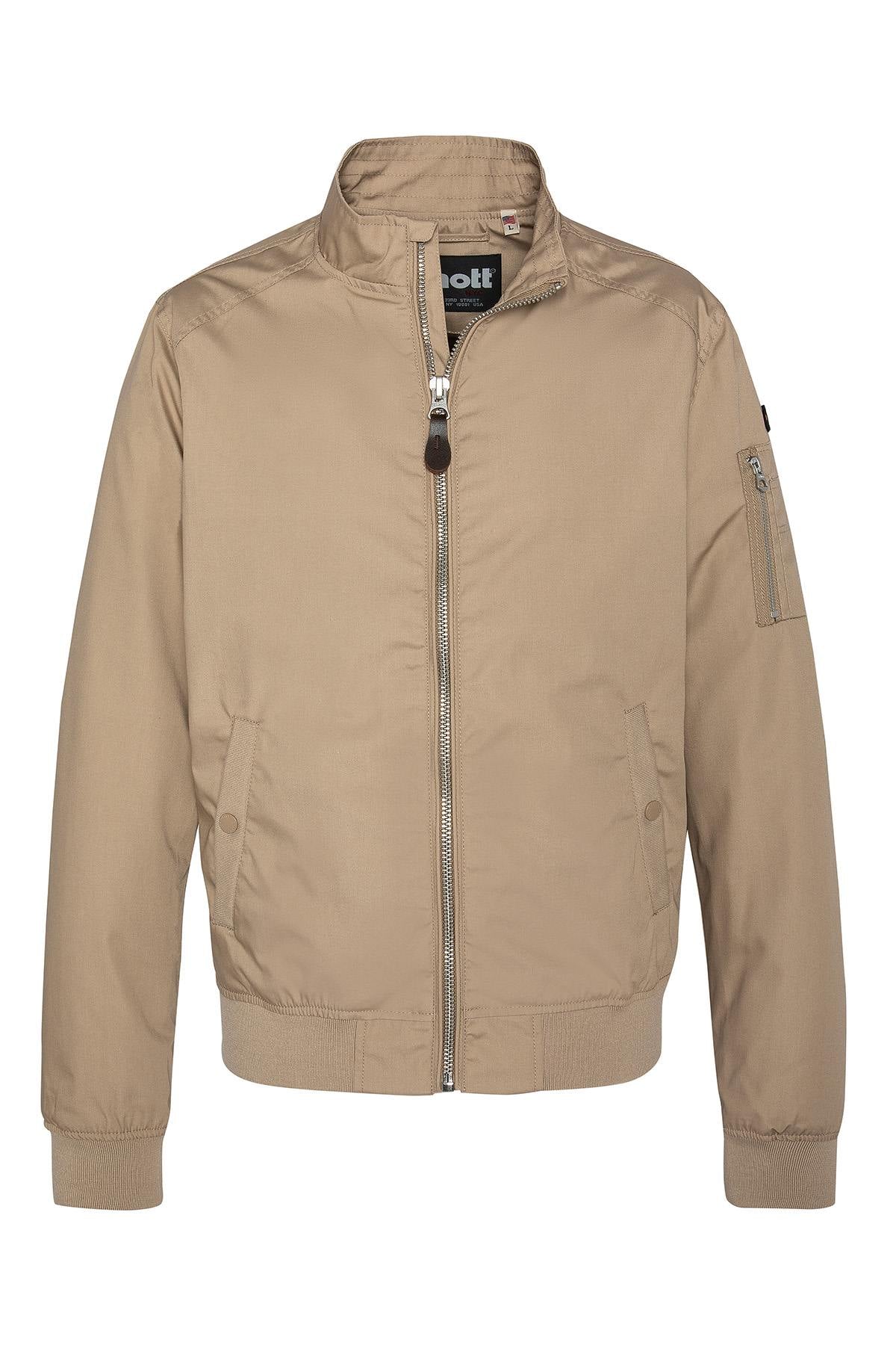 Beige textile jacket with high collar - Image n°4