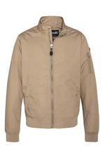 Beige textile jacket with high collar - Image n°4