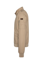 Beige textile jacket with high collar - Image n°3