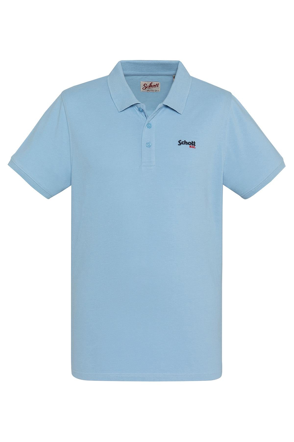 Blue polo shirt with logo - Image n°1
