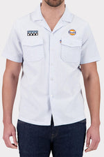 Blue short sleeve shirt with chest pockets - Image n°2