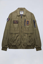 Military green polyester shirt collar jacket - Image n°5