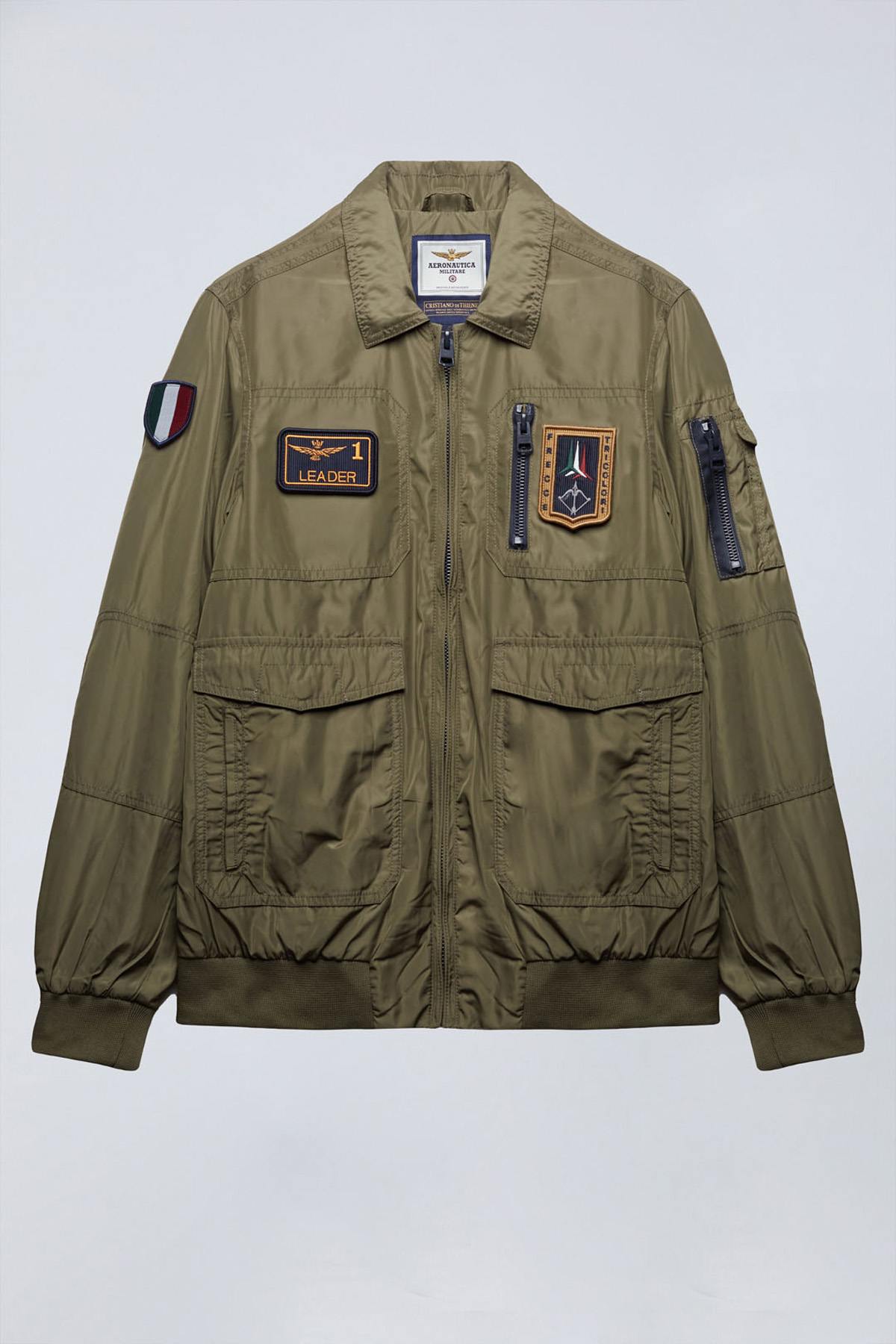 Military green polyester shirt collar jacket - Image n°5