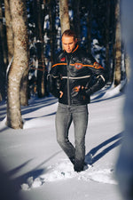 Redskins' sheepskin biker jacket with teddy collar and bold badges. - Image n°2