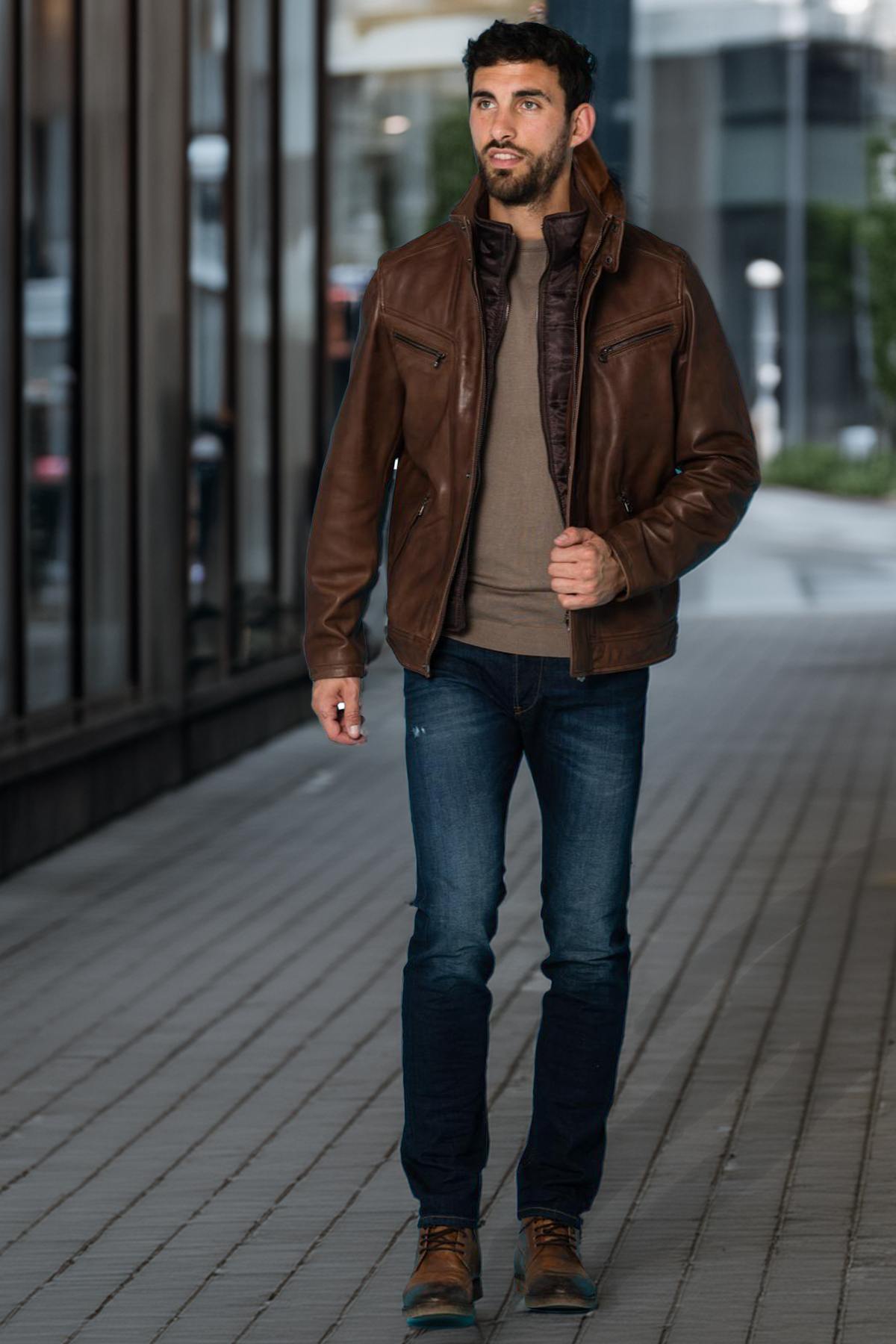 Daytona's sheep manila leather jacket: supple and adaptable. - Image n°5