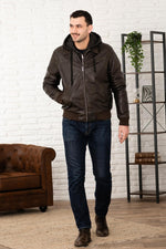 Serge Pariente's used green lambsheep leather jacket. Detachable hood. - Image n°4