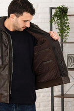 Serge Pariente's used green lambsheep leather jacket. Detachable hood. - Image n°9