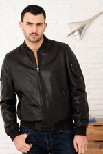 Soft lambskin jacket by Redskins. Aviator style with a teddy collar. - Image n°1