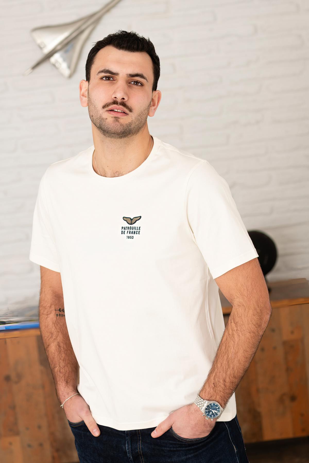 White cotton t-shirt with wings logo - Image n°2