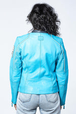 Nordic blue lambskin jacket with 1971 motorsport-inspired details. - Image n°3