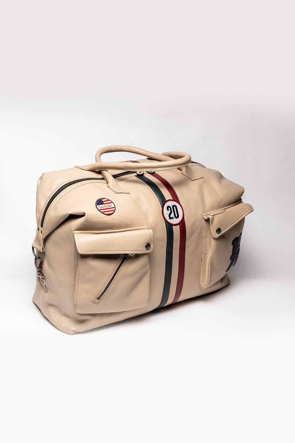 Steve McQueen ecru racing leather travel bag - Image n°4