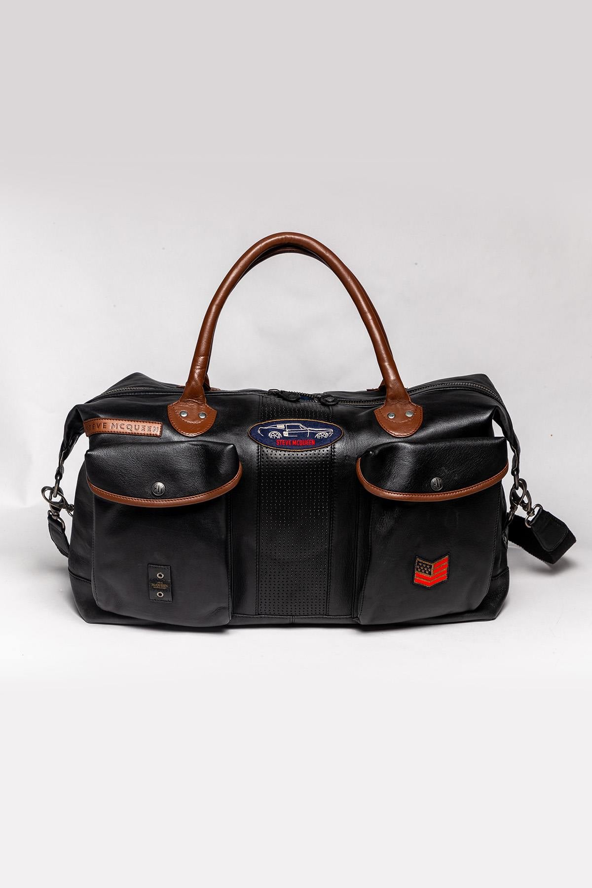 Steve McQueen 48h racing black leather travel bag - Image n°1