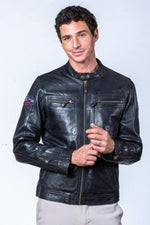 Lightweight black sheep leather jacket, Steve McQueen-inspired style. - Image n°3