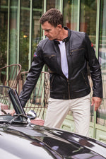 Lightweight black sheep leather jacket, Steve McQueen-inspired style. - Image n°2