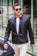 Lightweight black sheep leather jacket, Steve McQueen-inspired style. - Image n°1