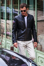 Lightweight black sheep leather jacket, Steve McQueen-inspired style. - Image n°7
