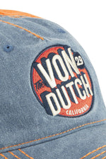 Embroidered cotton cap with worn blue and orange effect - Image n°2