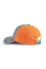 Embroidered cotton cap with worn blue and orange effect - Image n°4