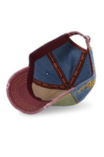 Embroidered cotton cap with worn effect in red, green and blue - Image n°5