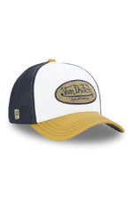 Mustard, white and black cap with terry badge and embroidery - Image n°1