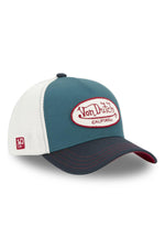 Blue, white and red cap with terry badge and embroidery - Image n°1