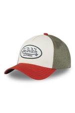 Green, white and red cap with terry badge and embroidery - Image n°1