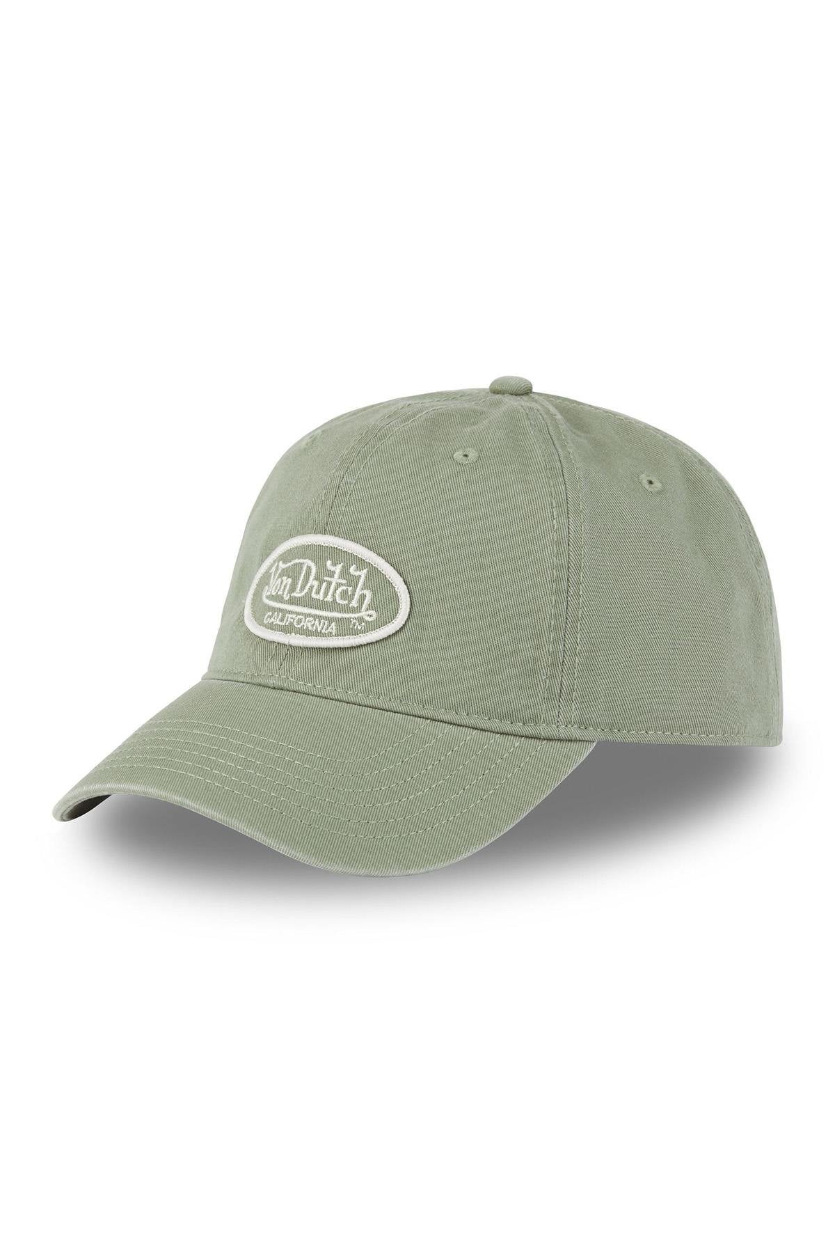 Light khaki cotton twill cap with logo - Image n°1