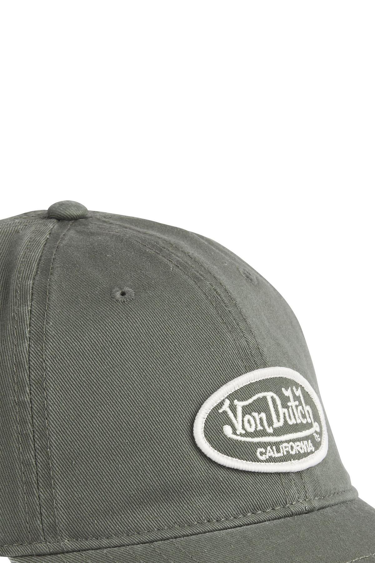 Khaki cotton twill cap with logo - Image n°3