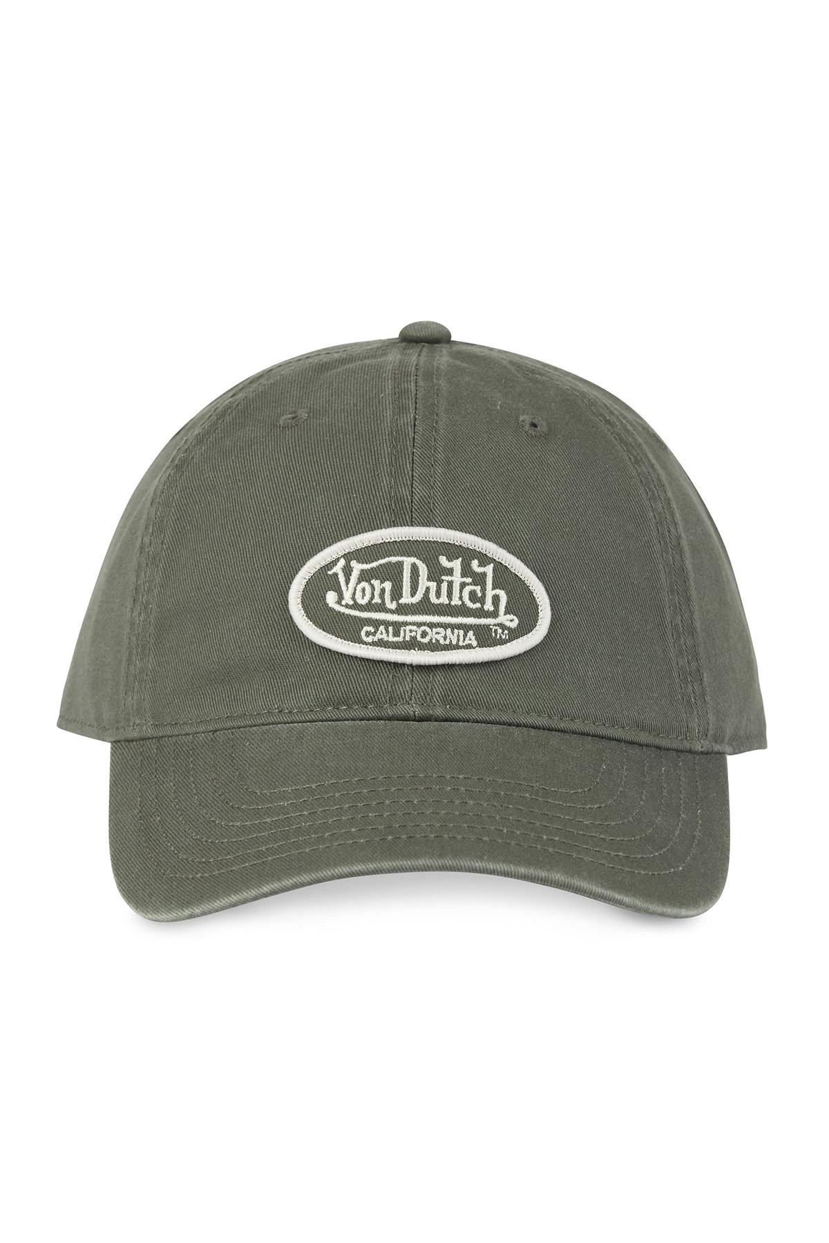 Khaki cotton twill cap with logo - Image n°4