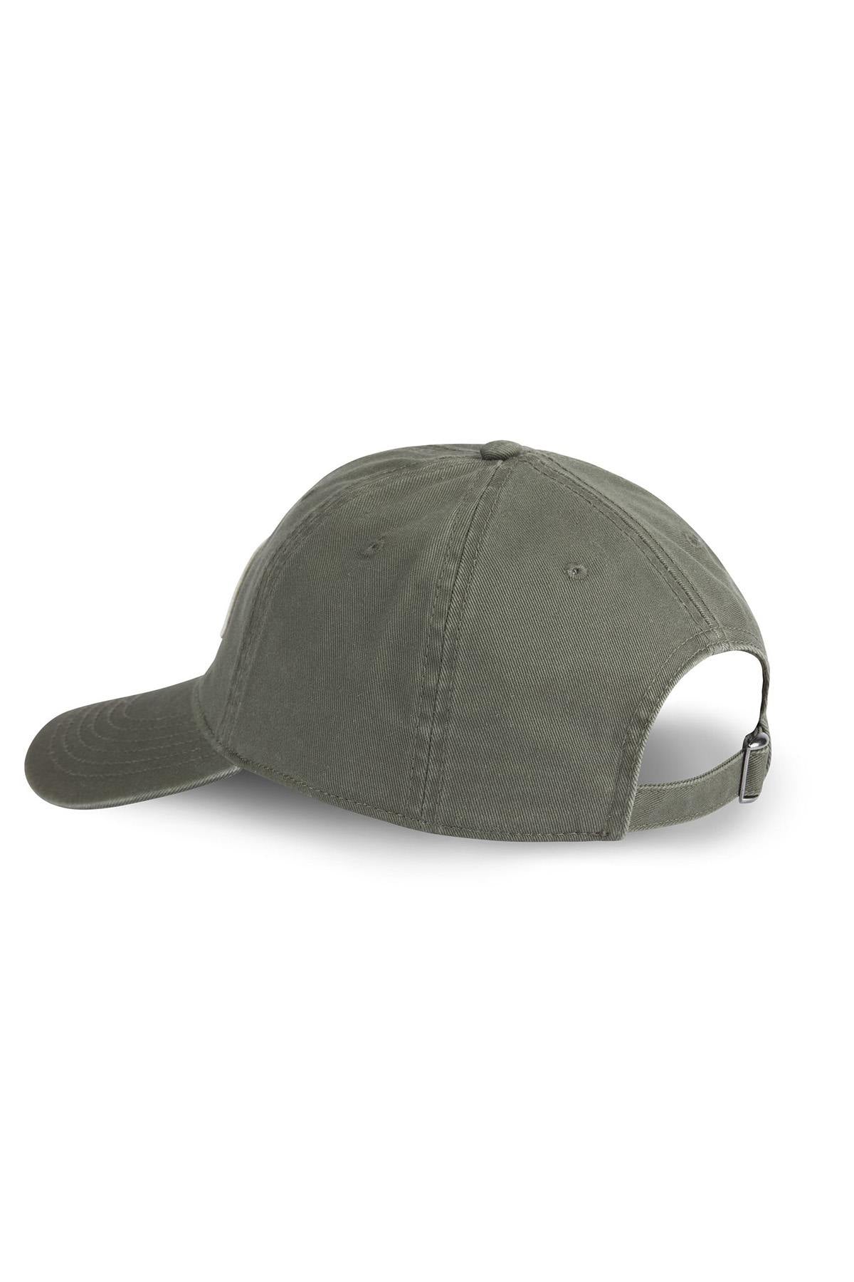 Khaki cotton twill cap with logo - Image n°2