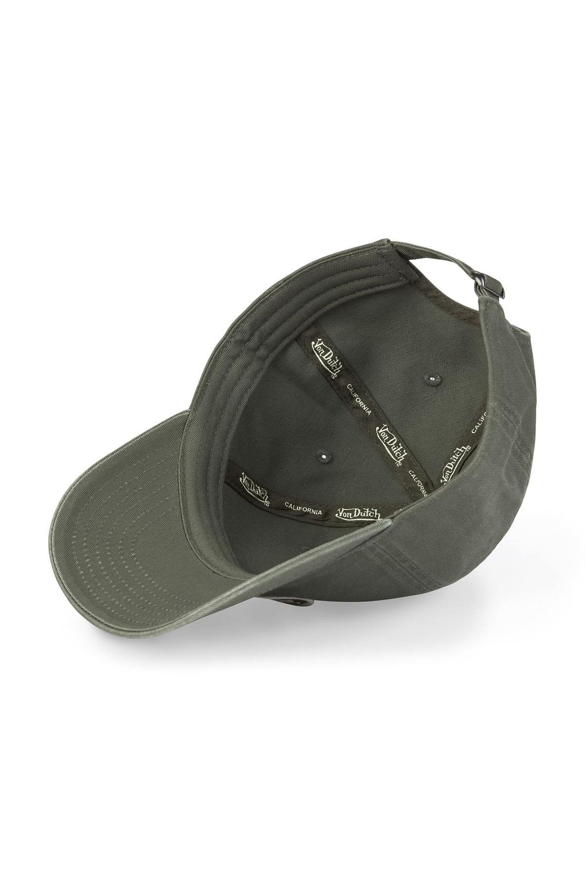 Khaki cotton twill cap with logo - Image n°5