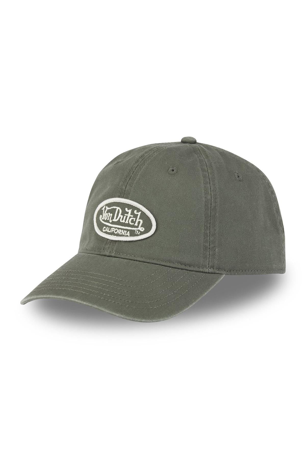 Khaki cotton twill cap with logo - Image n°1