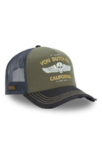 Black and khaki trucker cap with biker-inspired logo - Image n°4