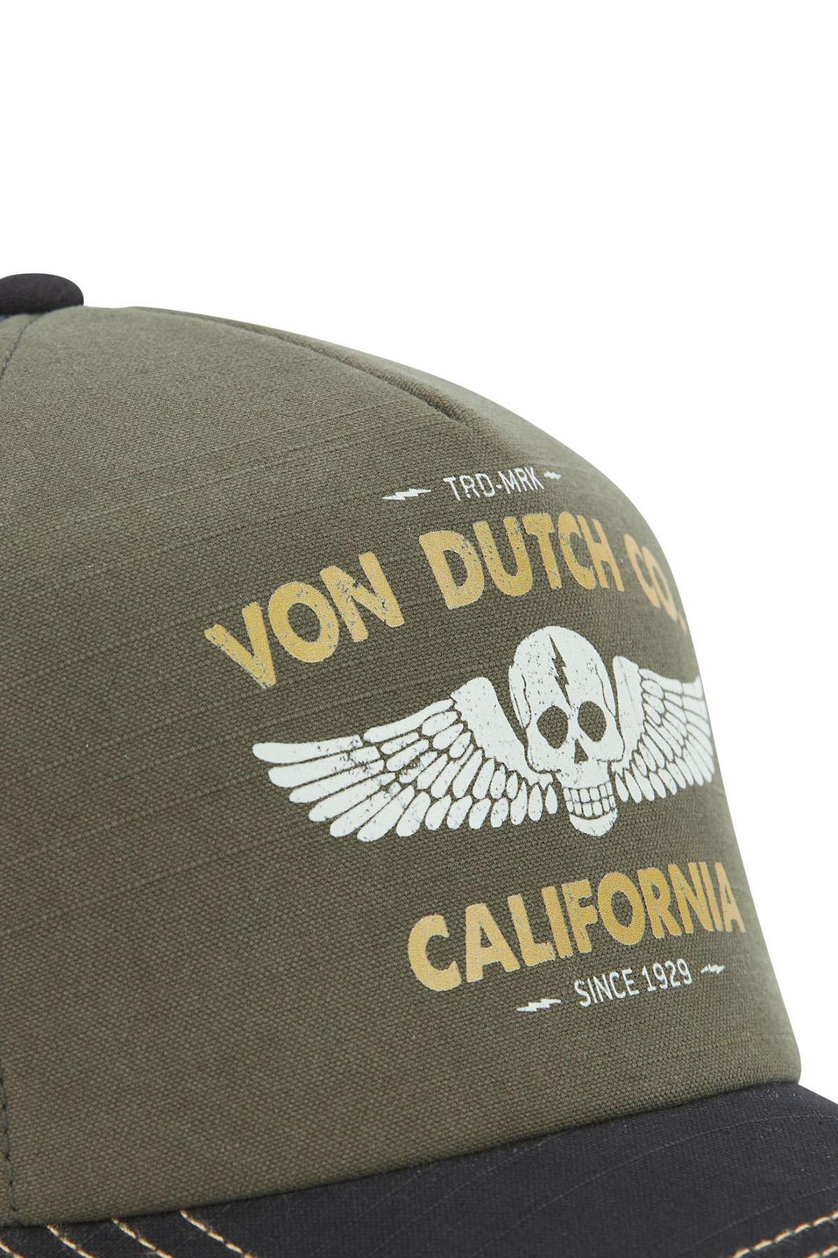 Black and khaki trucker cap with biker-inspired logo - Image n°2