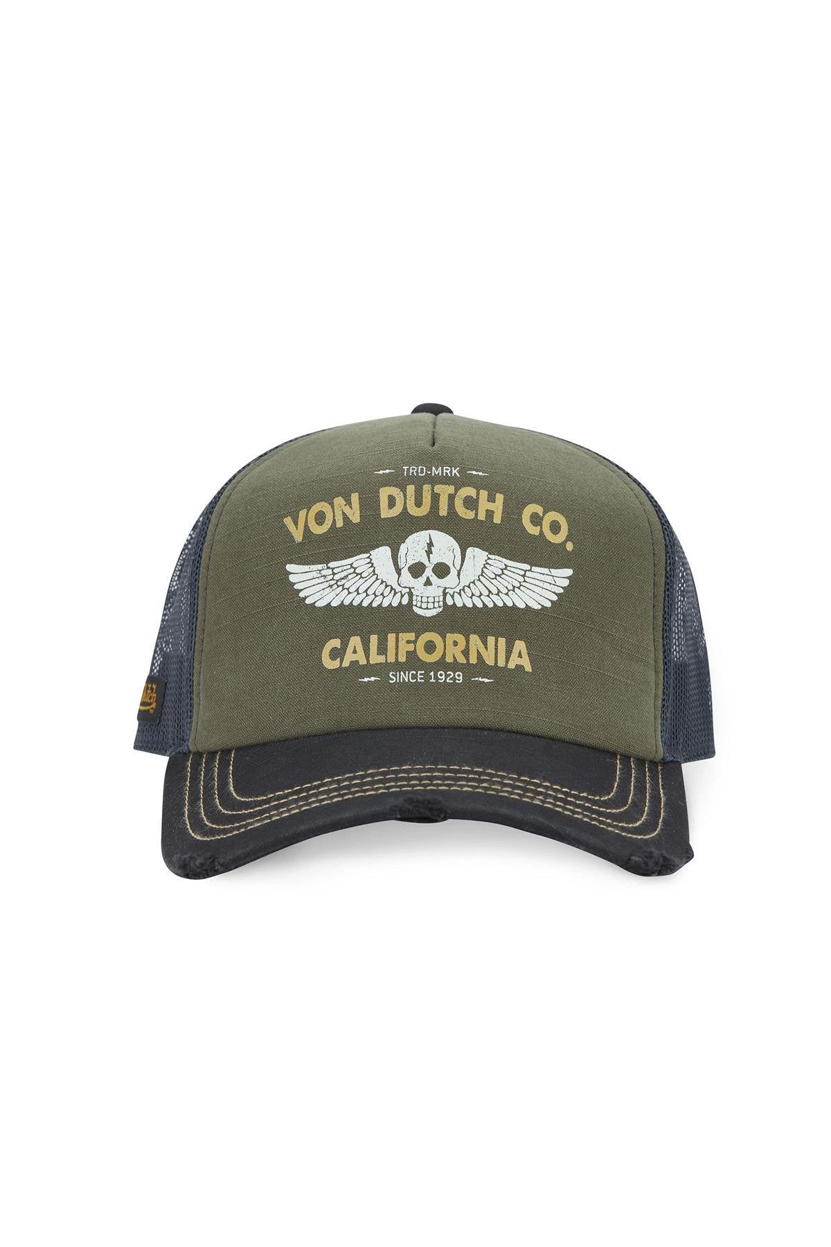 Black and khaki trucker cap with biker-inspired logo - Image n°3