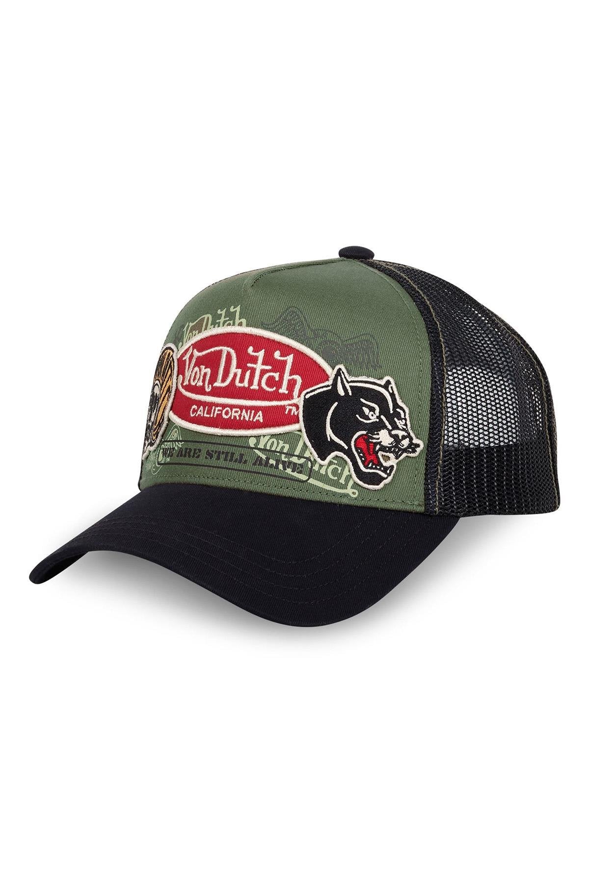 Black and khaki cap with patches - Image n°1